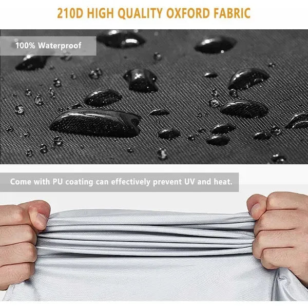 XL Waterproof 210D Oxford Bike Cover with PU Coating, UV and Dust Protection for Bicycles and Scooters - Black and Silver