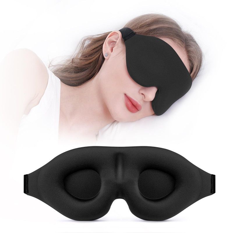 3D Contoured Blackout Sleep Mask - Black