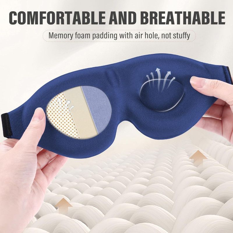 3D Contoured Blackout Sleep Mask - Black