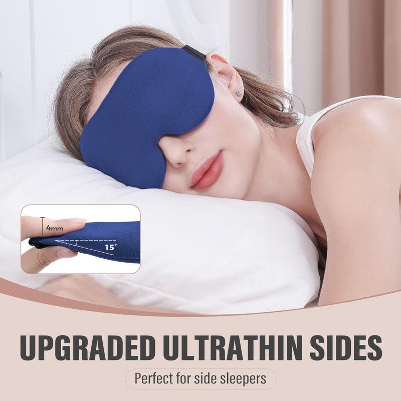 3D Contoured Blackout Sleep Mask - Black