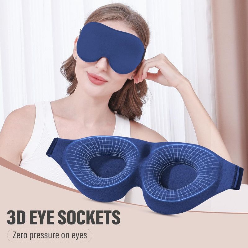 3D Contoured Blackout Sleep Mask - Blue