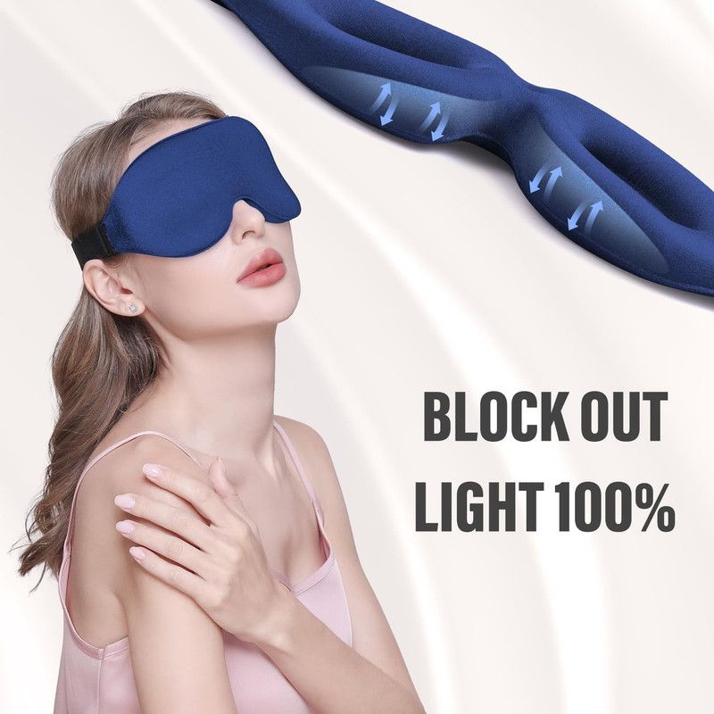 3D Contoured Blackout Sleep Mask - Blue