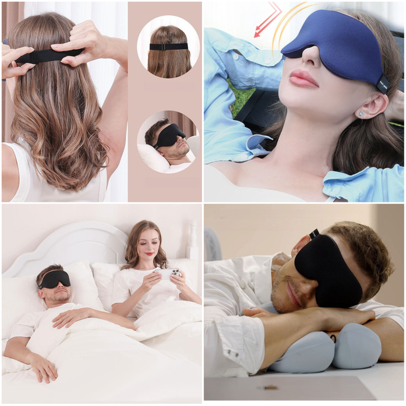 3D Contoured Blackout Sleep Mask - Grey