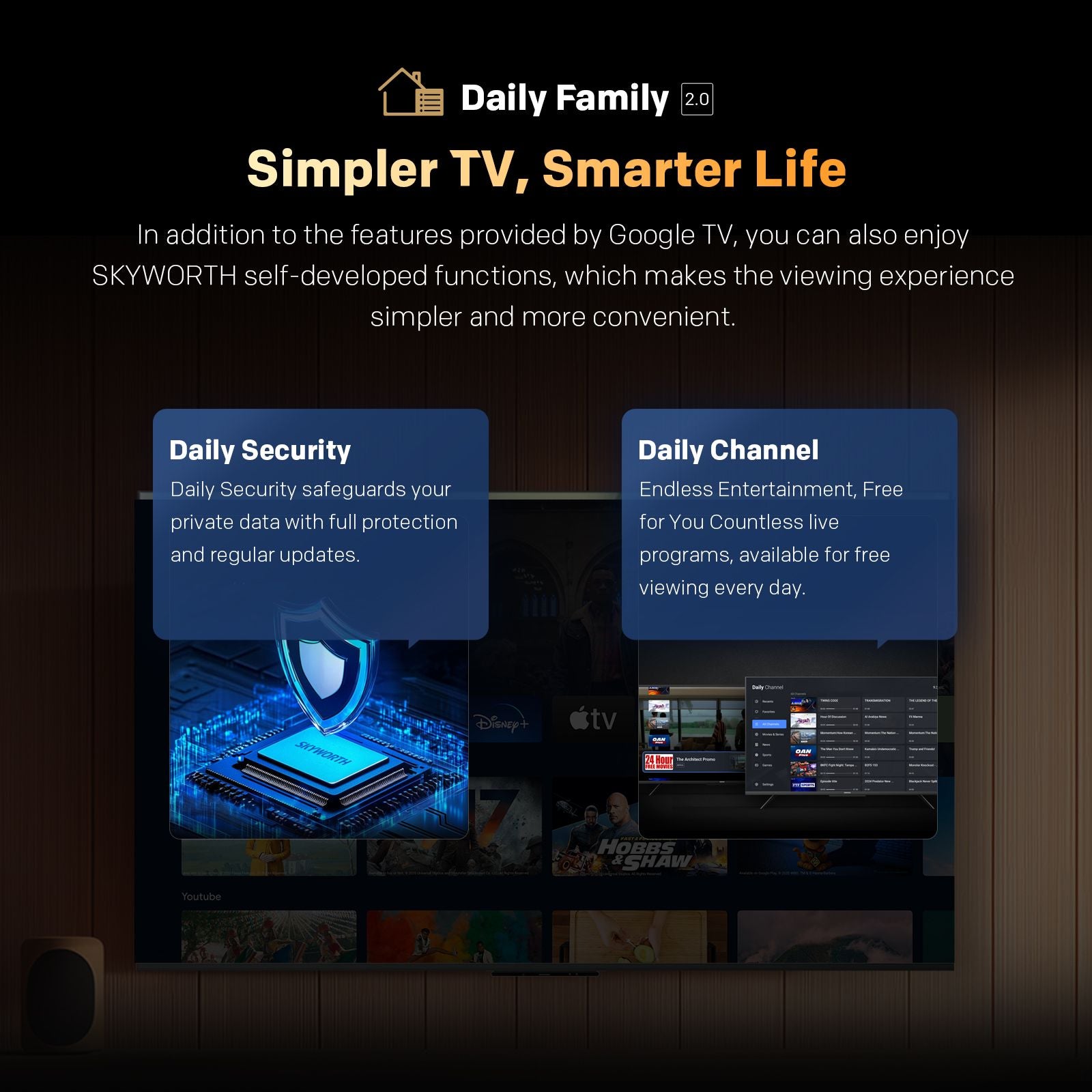 SKYWORTH Q6600H 55" Gen 5 QLED+ 4K Smart Google TV – 120Hz, Dolby Vision & Atmos, S AI Engine, dbx-tv, Voice Control & Screen Casting
