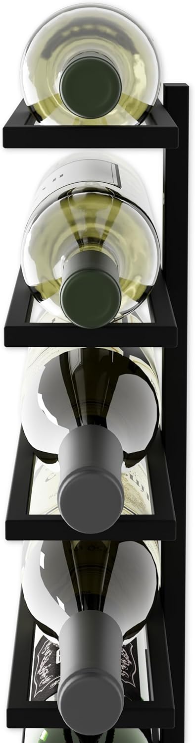 Set of 2 Metal Wall Mount Wine Racks for 10 Bottles - Black