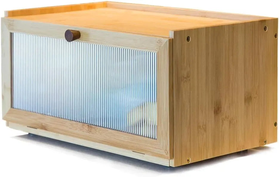 Bamboo Bread Box Kitchen Countertop Storage with Acrylic Window - Natural
