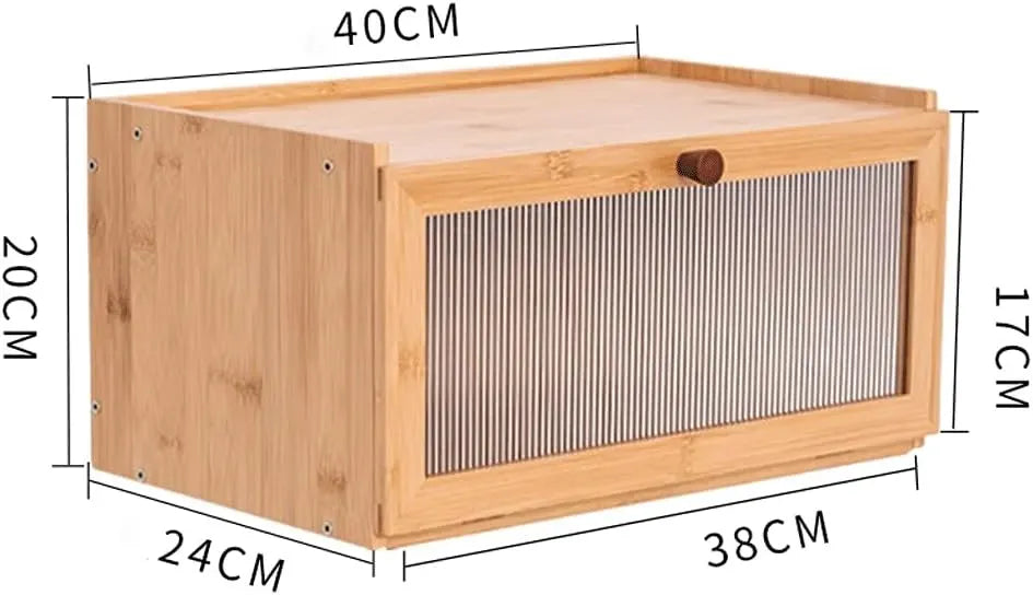 Bamboo Bread Box Kitchen Countertop Storage with Acrylic Window - Natural