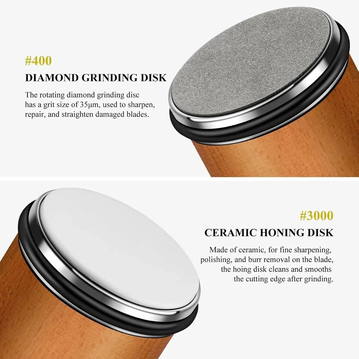 Rolling Knife Sharpener with 15° & 20° Angles for Kitchen Knives - Brown
