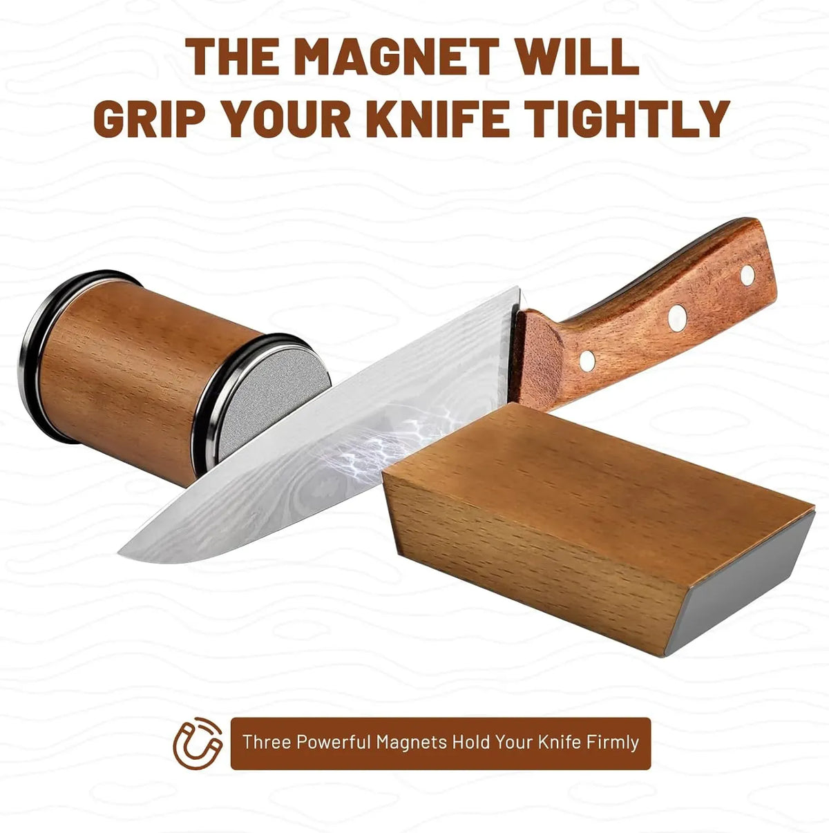 Rolling Knife Sharpener with 15° & 20° Angles for Kitchen Knives - Brown