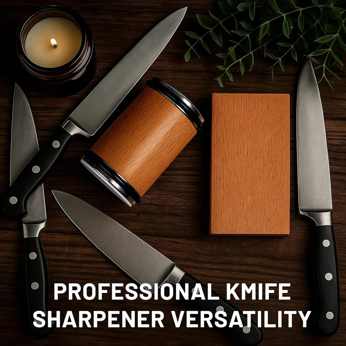 Rolling Knife Sharpener with 15° & 20° Angles for Kitchen Knives - Brown