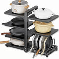7 Tier Adjustable Heavy Duty Pan Organiser Rack for Kitchen - Black
