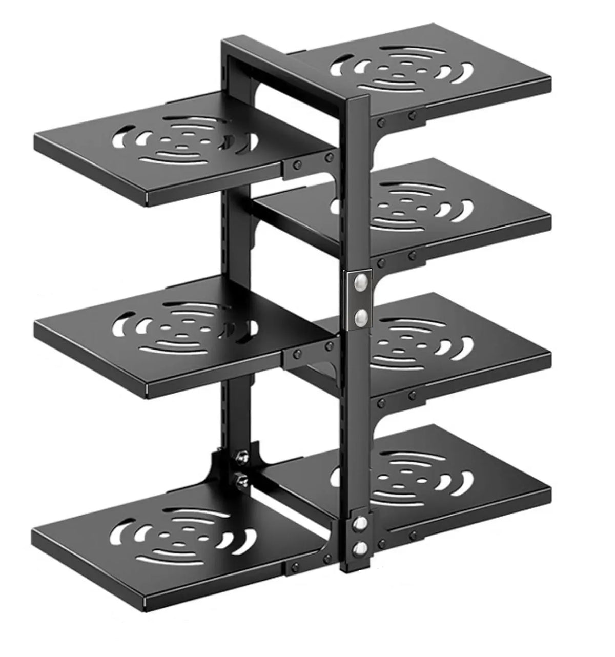 7 Tier Adjustable Heavy Duty Pan Organiser Rack for Kitchen - Black