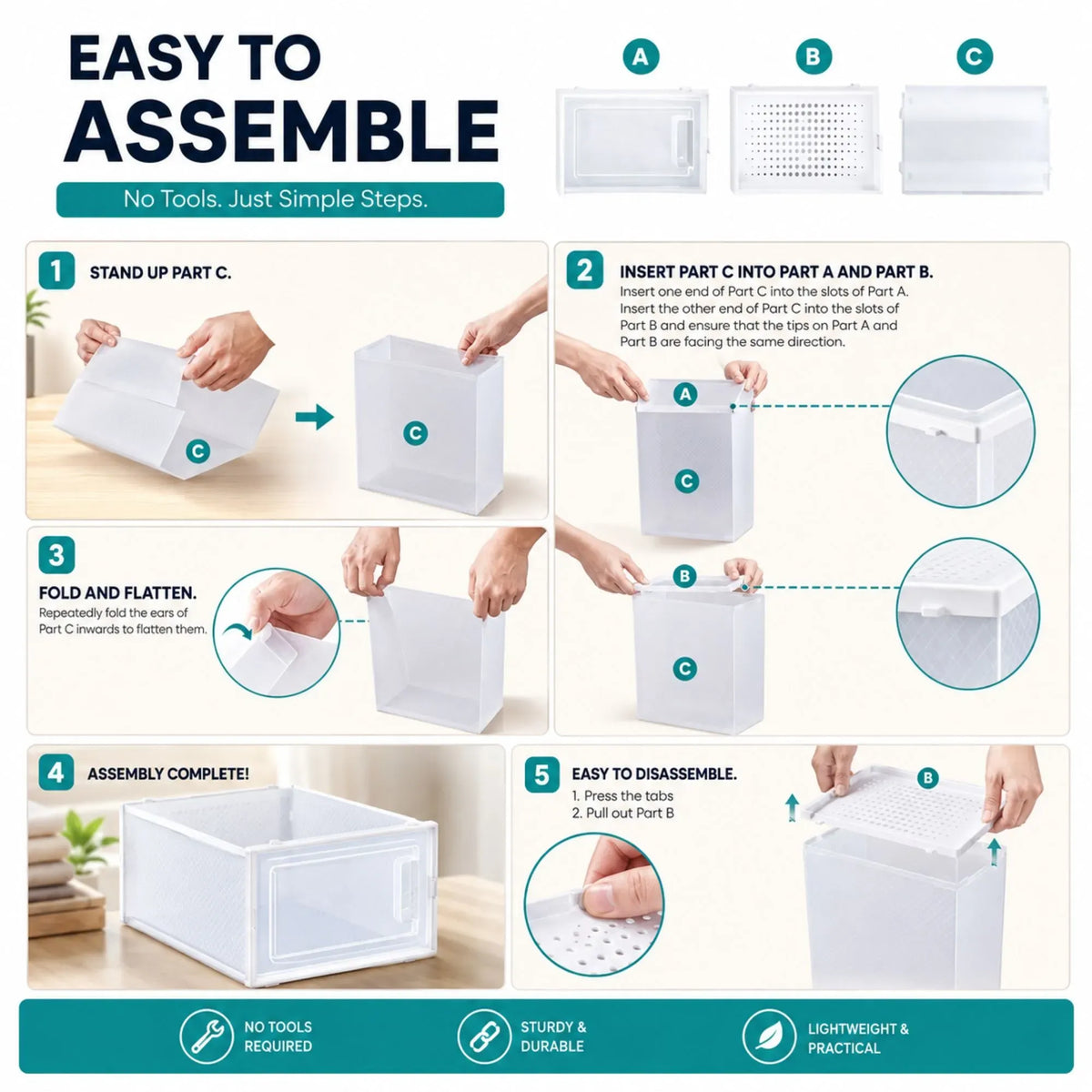 12-Pack Clear Stackable Shoe Storage Boxes 35x25x19cm - White