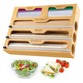 Bamboo 5-in-1 Kitchen Wrap Organiser with Cutter - Natural