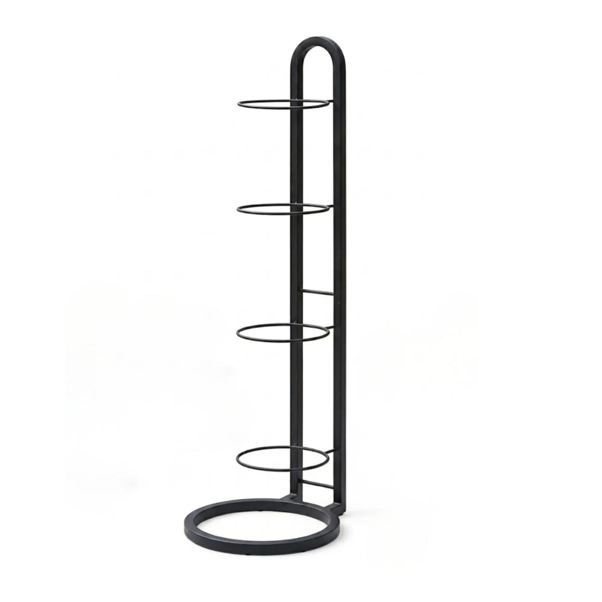 4 Tier Vertical Ball Storage Rack Metal Stand for Basketballs and Sports Balls - Black