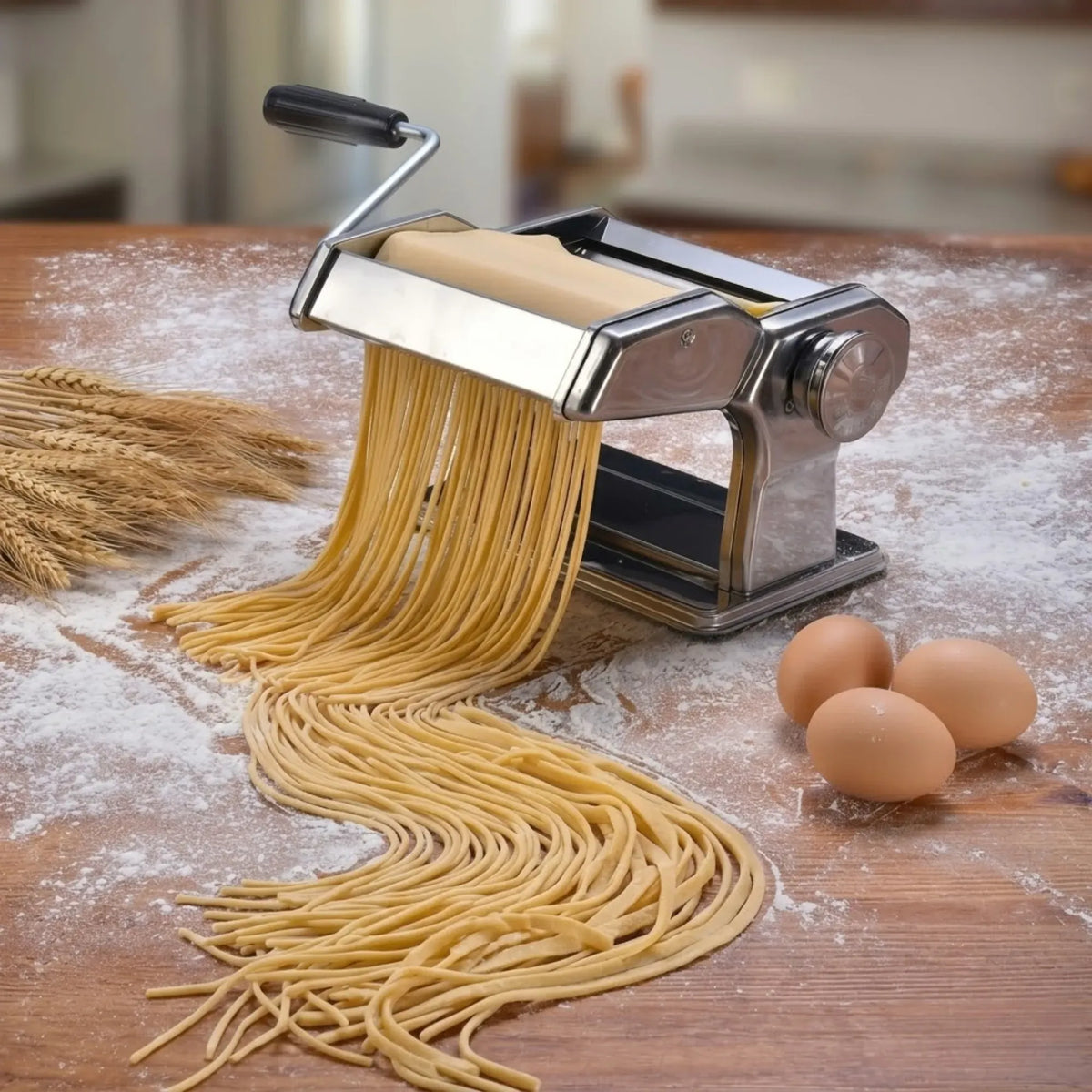 Hand Crank Pasta Maker Machine for Noodles and Pasta Sheets - Grey