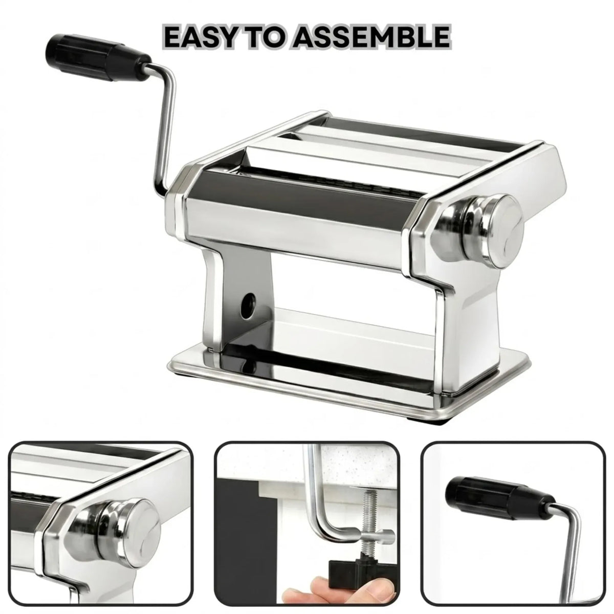 Hand Crank Pasta Maker Machine for Noodles and Pasta Sheets - Grey