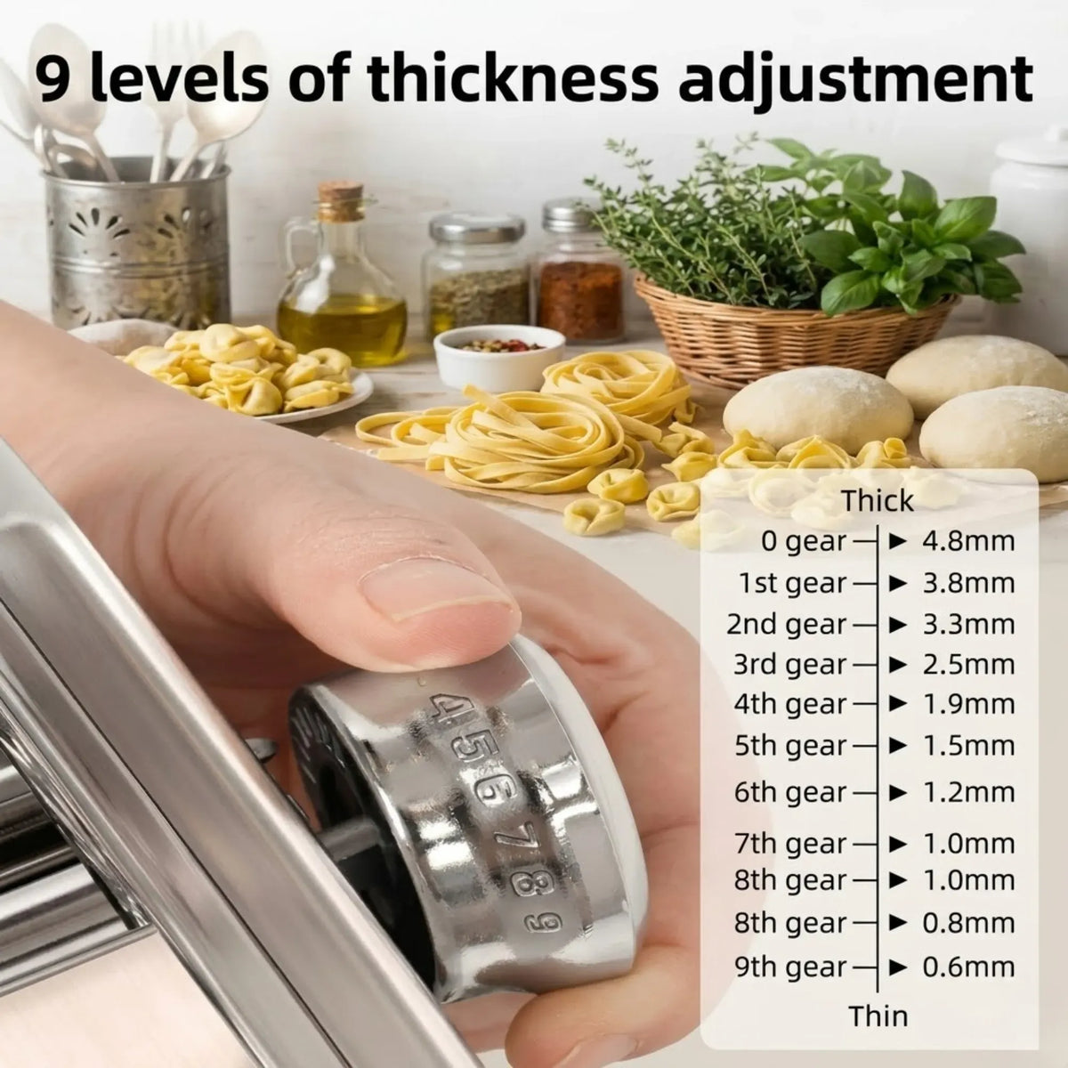 Hand Crank Pasta Maker Machine for Noodles and Pasta Sheets - Grey