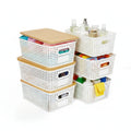 Storage Bins with Bamboo Lids 6 Pack - White