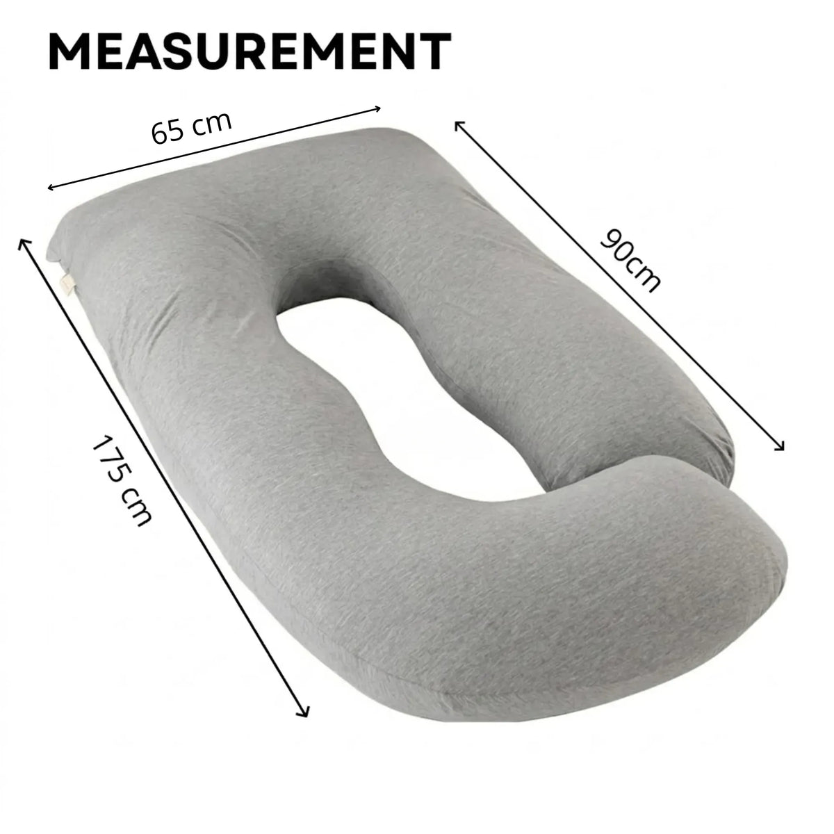 U Shaped Full Body Pregnancy Pillow for Support - Grey