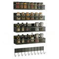5 Pack Magnetic Spice Rack with Hook Bar for Fridge Kitchen - Black