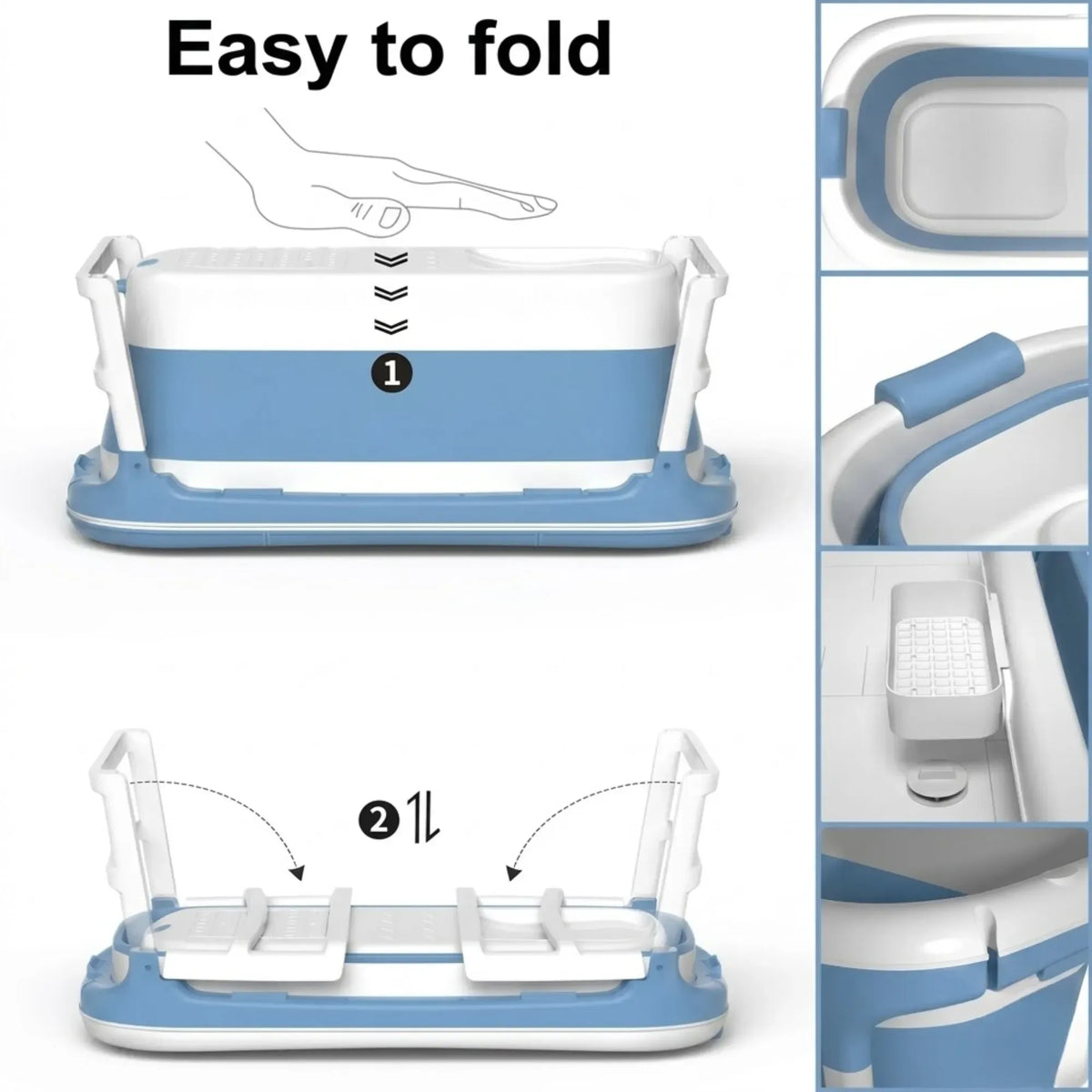 Foldable Baby Bath Tub with Collapsible Toddler Design - Blue