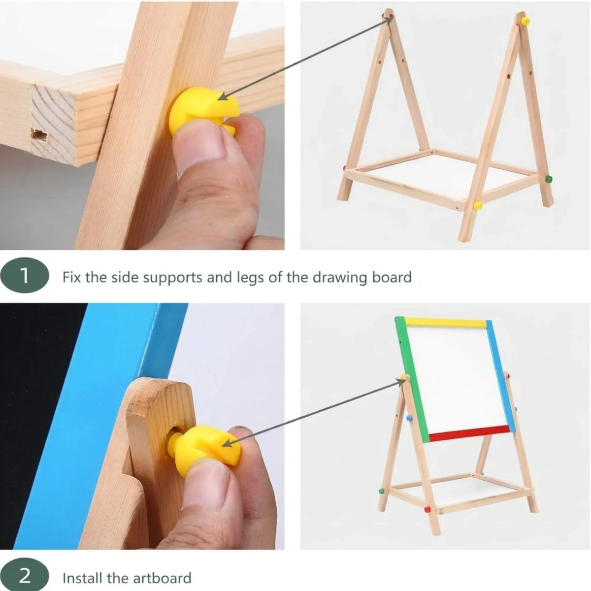 2-in-1 Kids Art Easel Double-Sided Chalkboard and Whiteboard - Natural