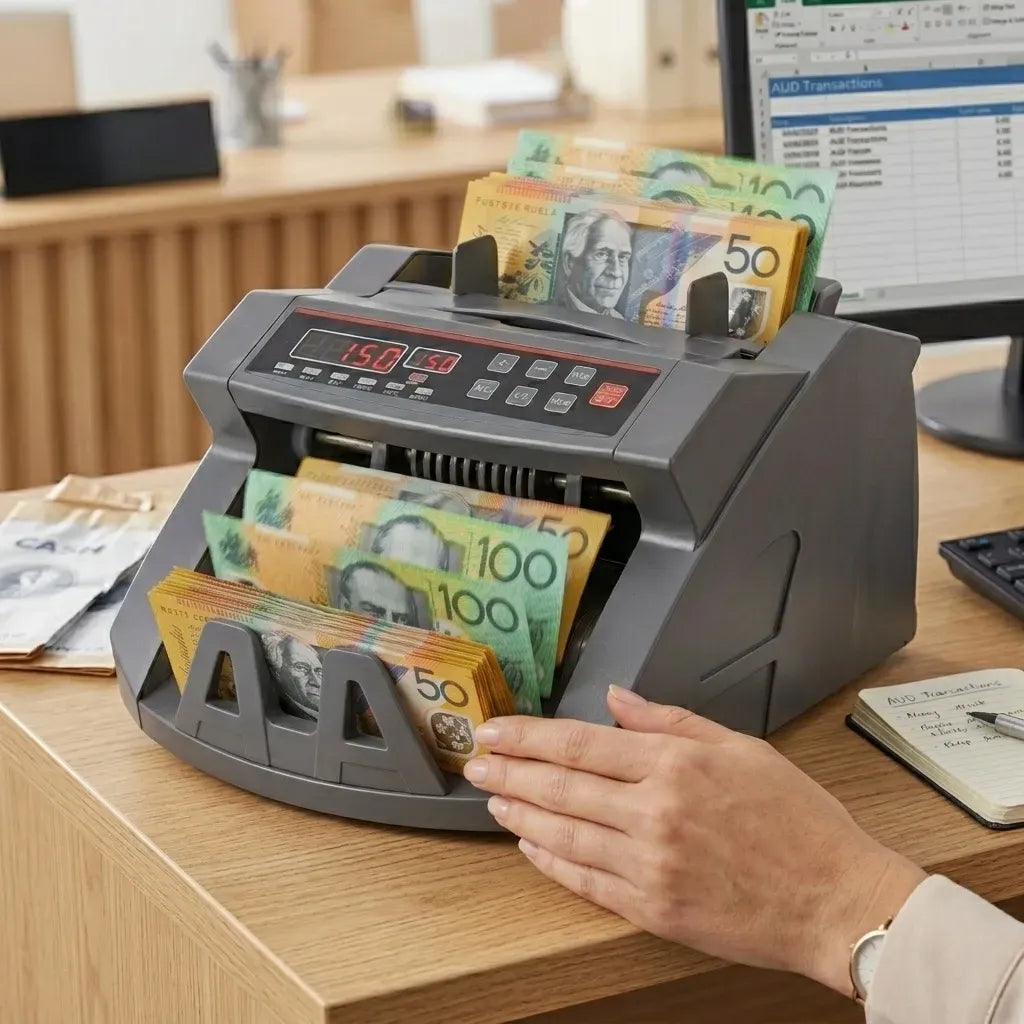 Money Counting Machine with UV Detection and Bill Counter - Grey