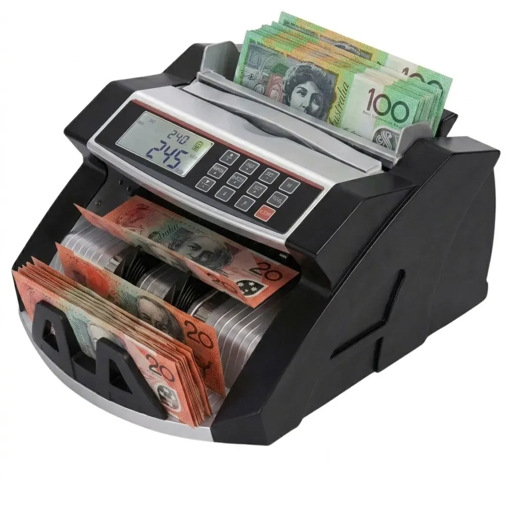 Money Counting Machine with UV Counterfeit Detection and Bill Counter - Black