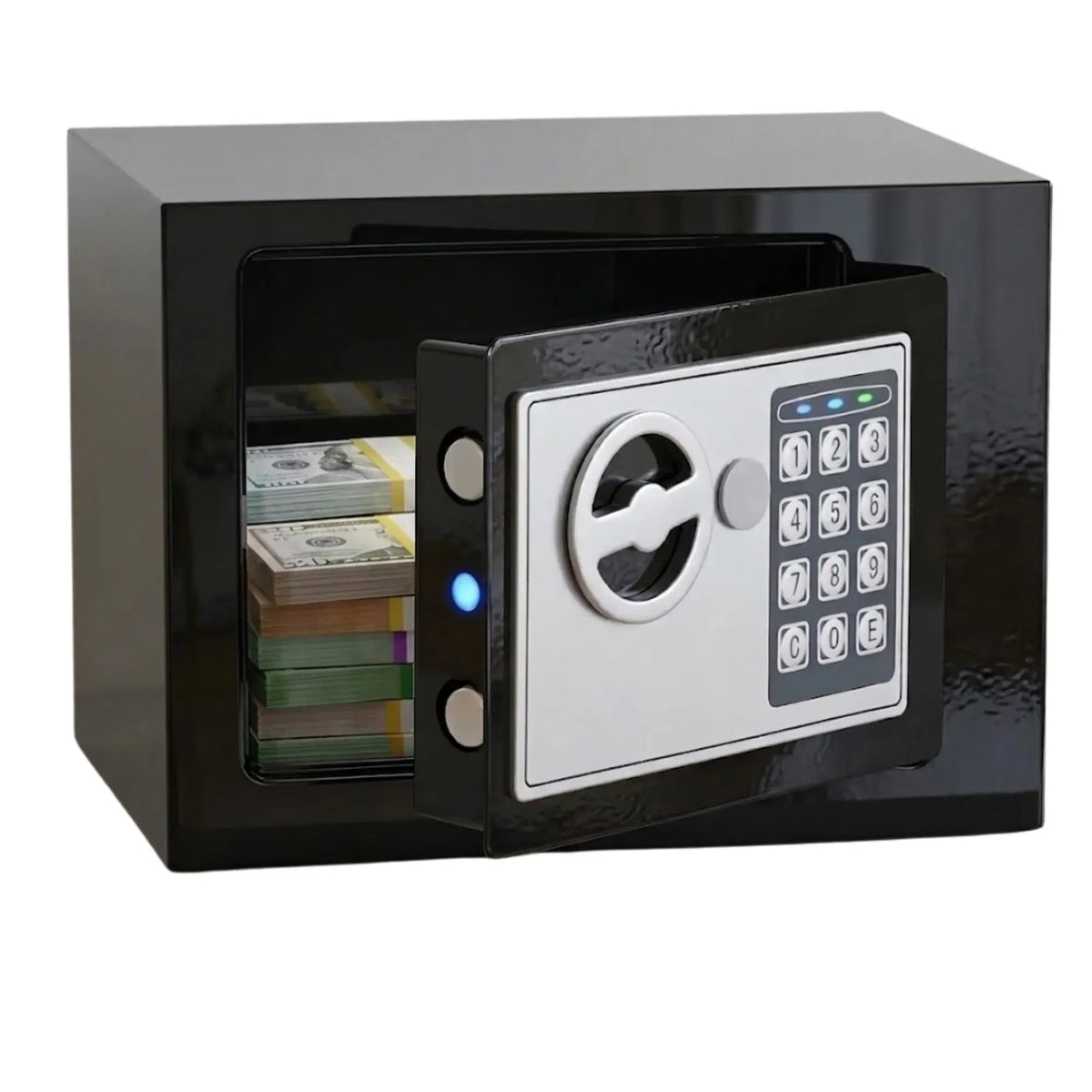 Electronic Safe Box with Keypad Lock and Emergency Keys for Cash Storage - Black
