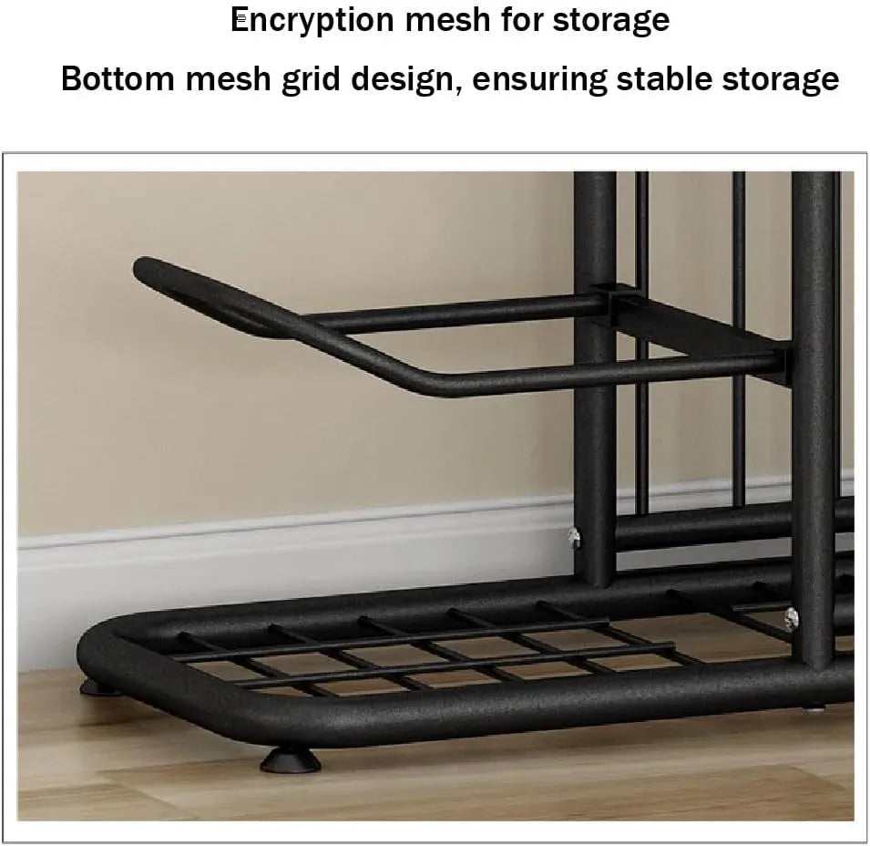 3-Tier Ball Storage Rack with Side Basket Sports Organiser - Black