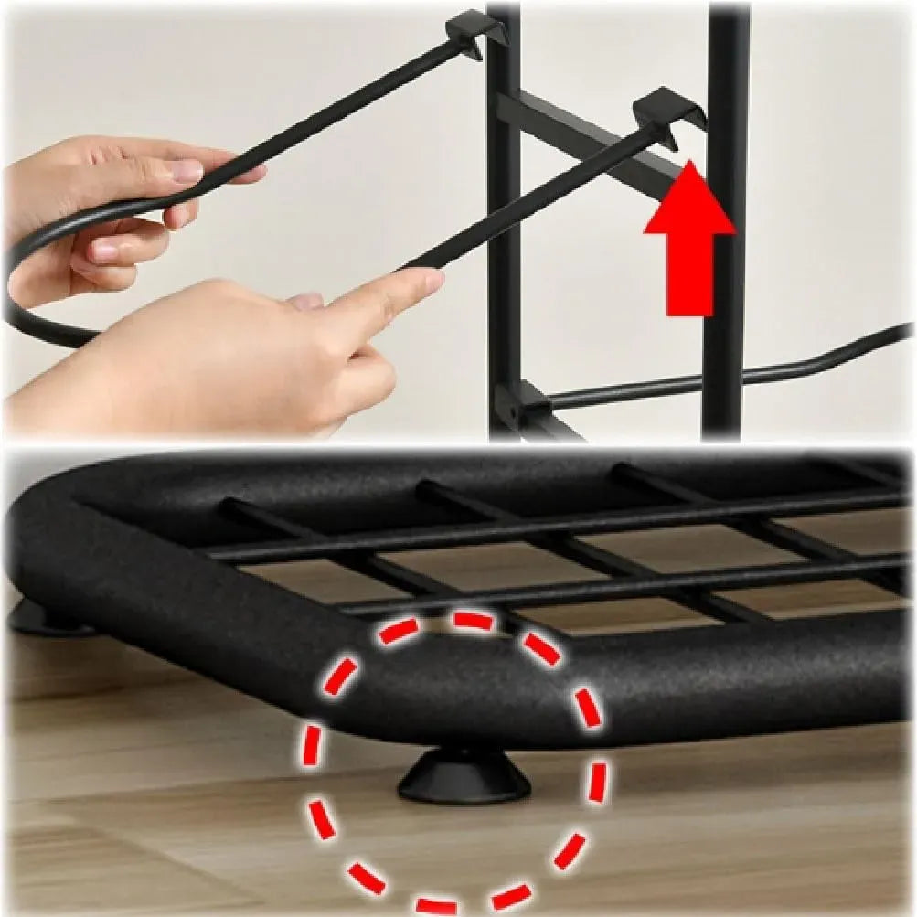 3-Tier Ball Storage Rack with Side Basket Sports Organiser - Black