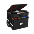 Fireproof Document Box with Lock and Hanging File Storage - Black Fabric