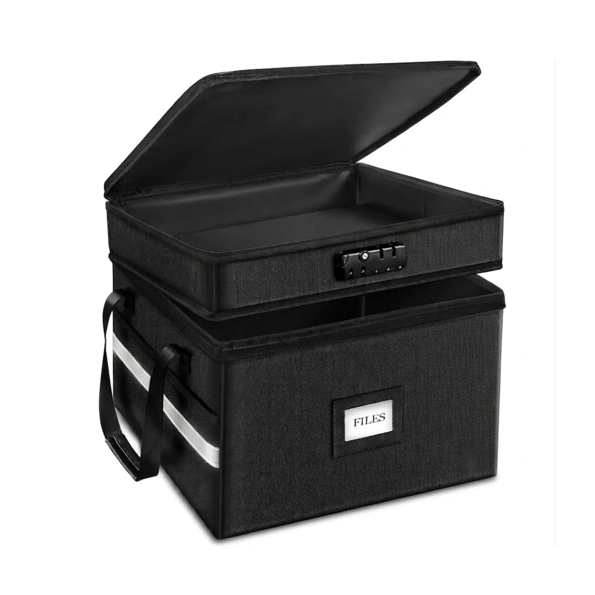 Fireproof Document Box with Lock and Hanging File Storage - Black Fabric