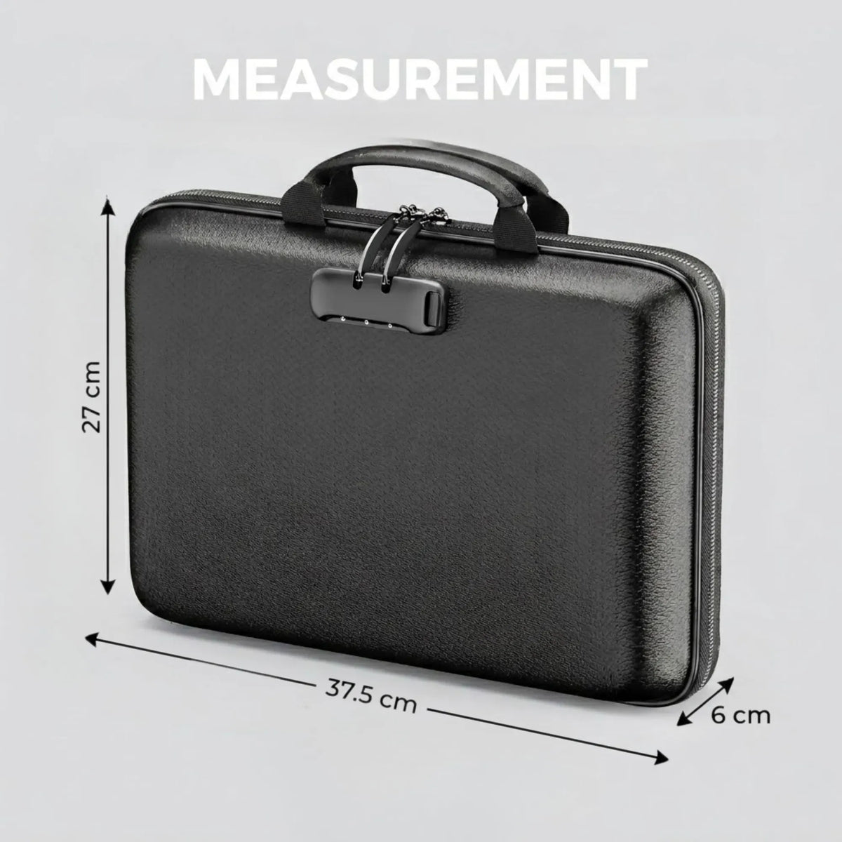 Fireproof Document Box with Lock and Hard Glass Fibre Shell - Black