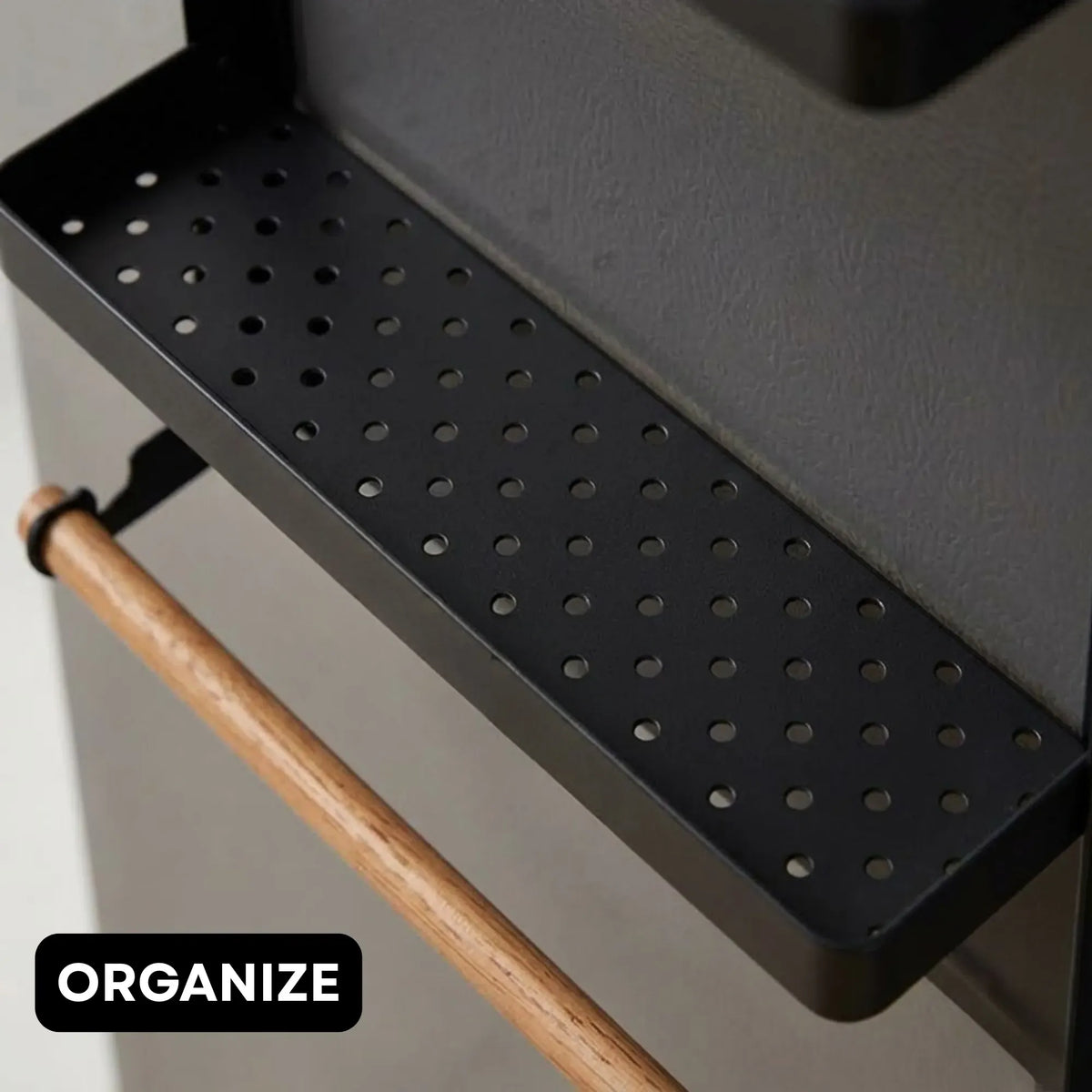 Magnetic 2 Tier Refrigerator Spice Rack Fridge Organiser - Black