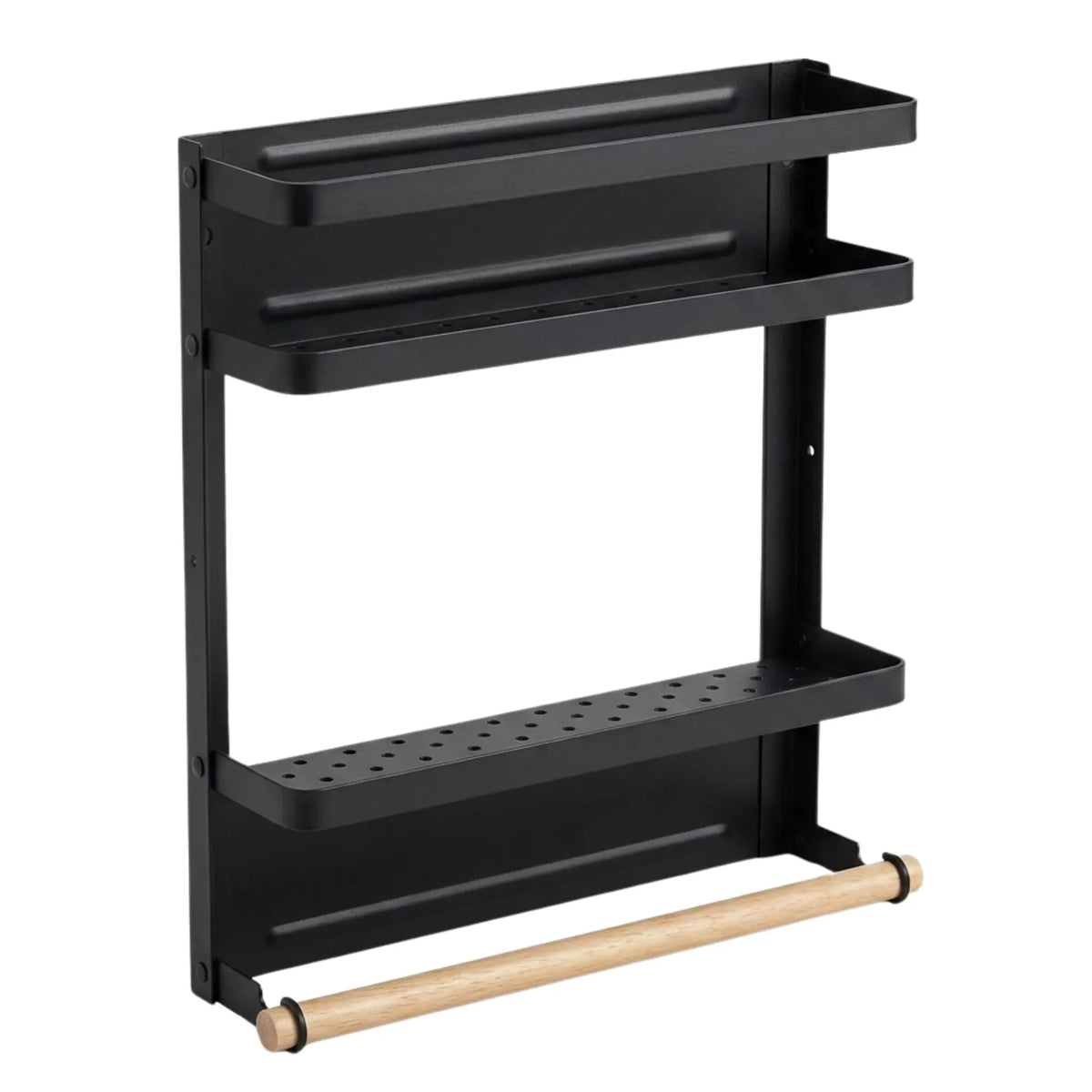 Magnetic 2 Tier Refrigerator Spice Rack Fridge Organiser - Black