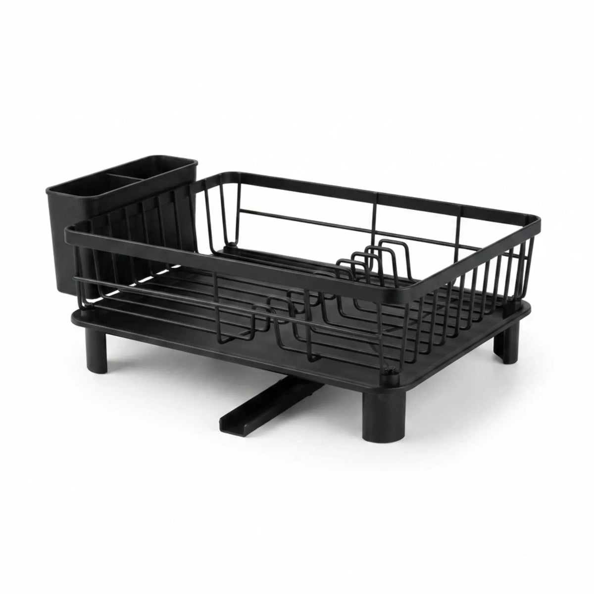 Dish Drying Rack with Drainboard and Utensil Holder for Kitchen - Black