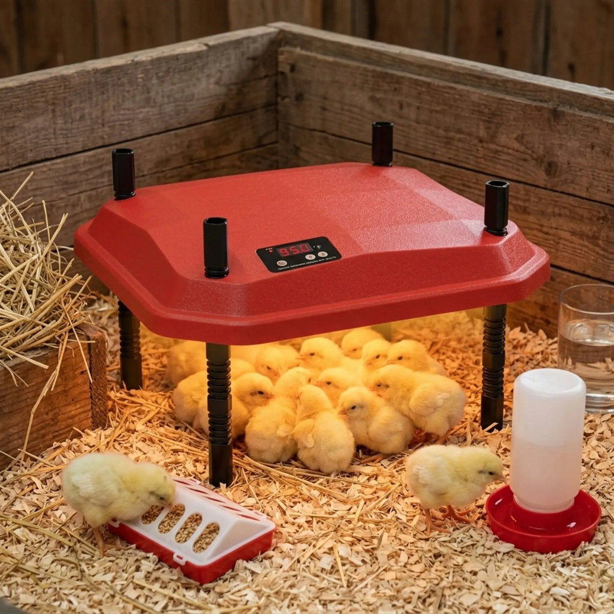 Chick Brooder Heating Plate Adjustable Height Chicken Heater - Red