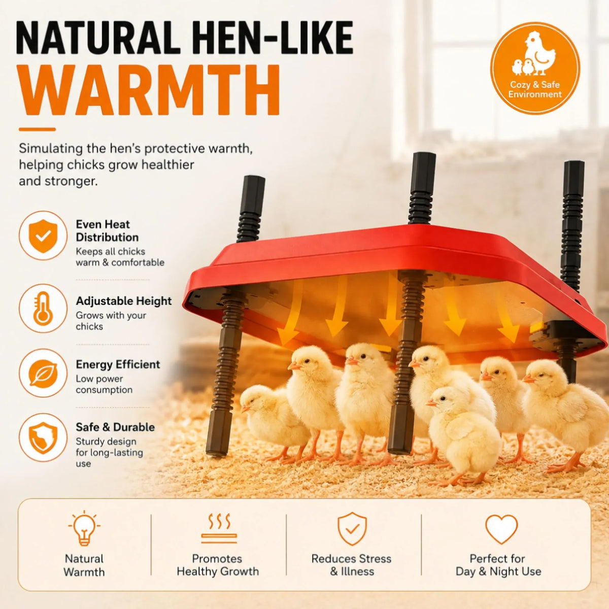 Chick Brooder Heating Plate Adjustable Height Chicken Heater - Red