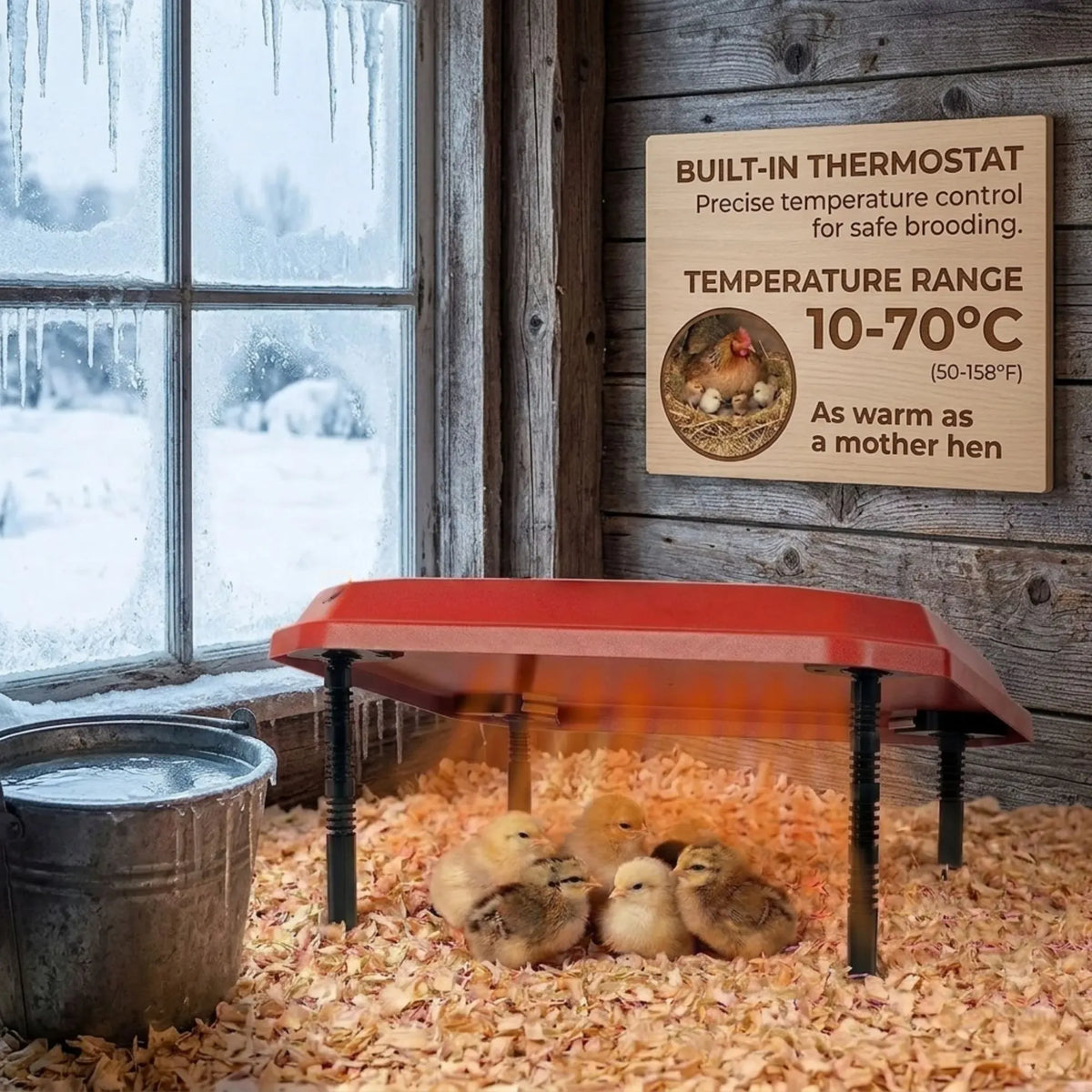 Chick Brooder Heating Plate Adjustable Height Chicken Heater - Red