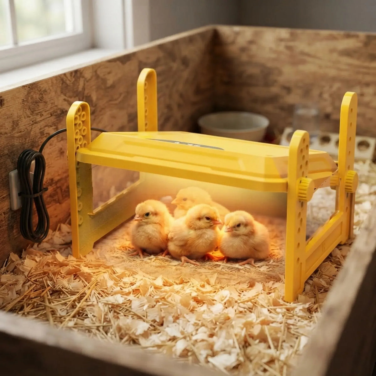 Chick Brooder Heating Plate with Adjustable Height and Digital Temperature Control - Yellow
