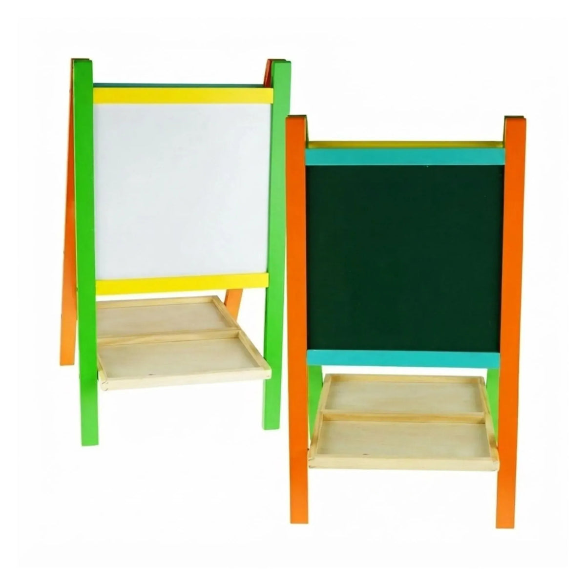 Kids Double-Sided Art Easel with Chalkboard and Magnetic Whiteboard - Multicolour
