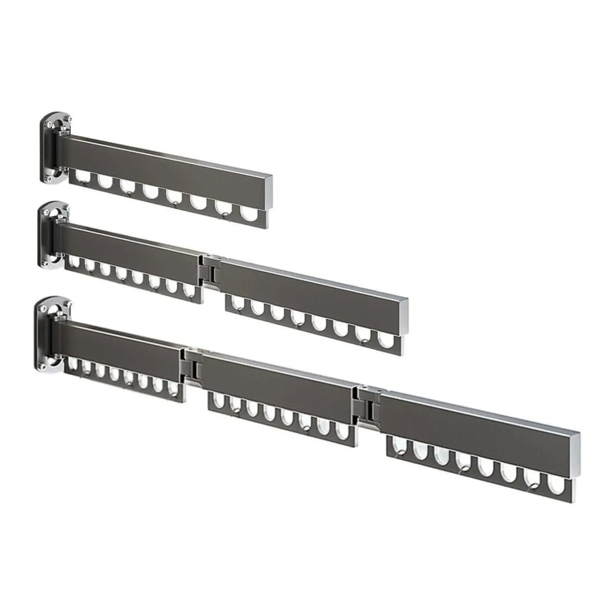 3-Fold Wall Mounted Clothes Drying Rack Space Saver - Black