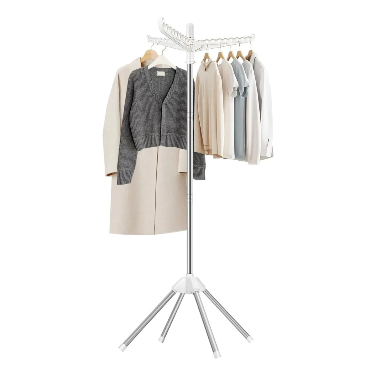 Folding Clothes Drying Rack with 3 Rotatable Arms - White