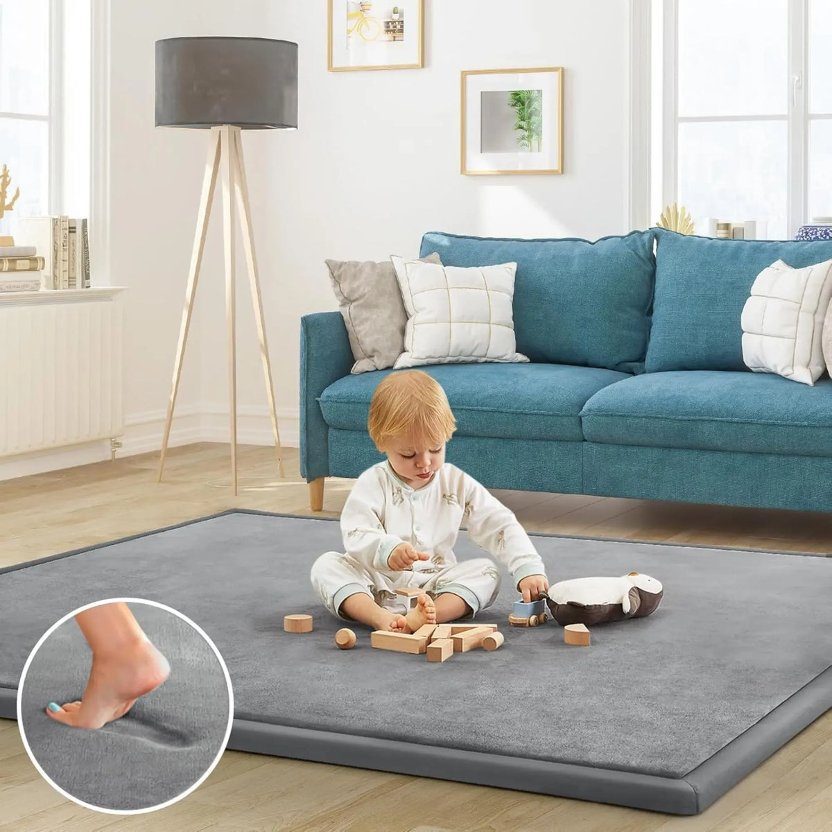 Baby Play Mat 200x300cm Thick Foam Crawling Mat for Infants - Grey