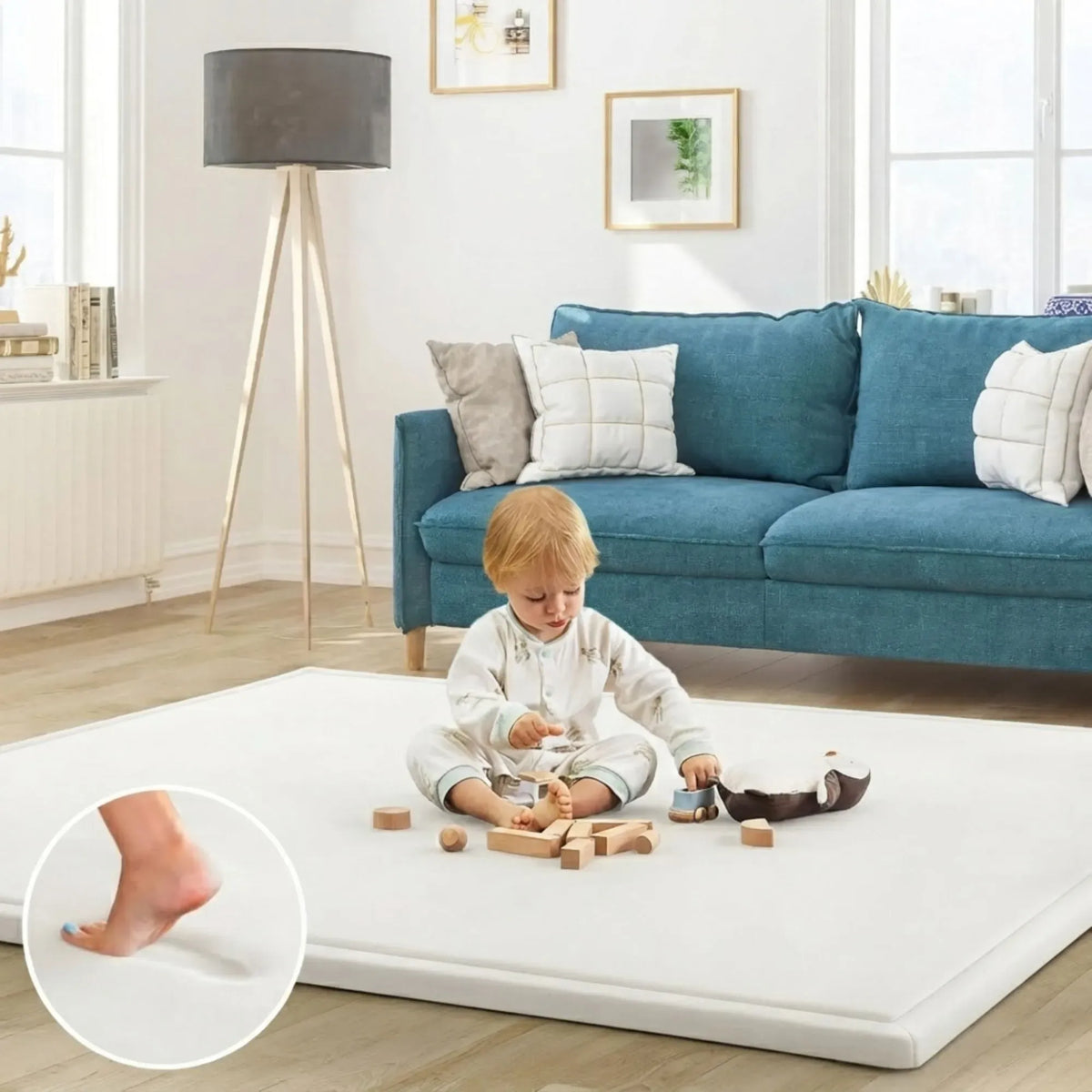 Baby Play Mat 100x150cm Thick Foam Crawling Mat - White