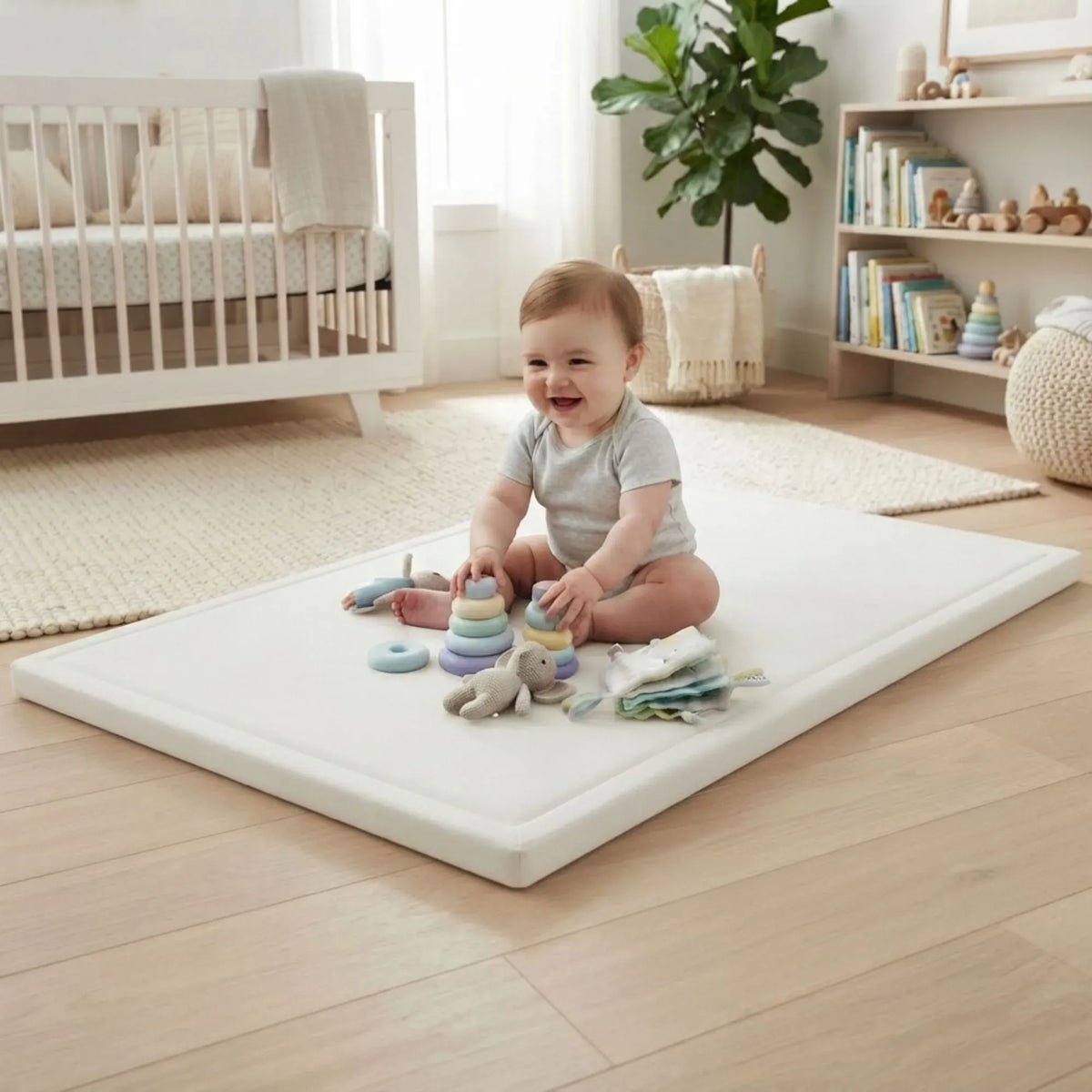 Baby Play Mat 100x150cm Thick Foam Crawling Mat - White