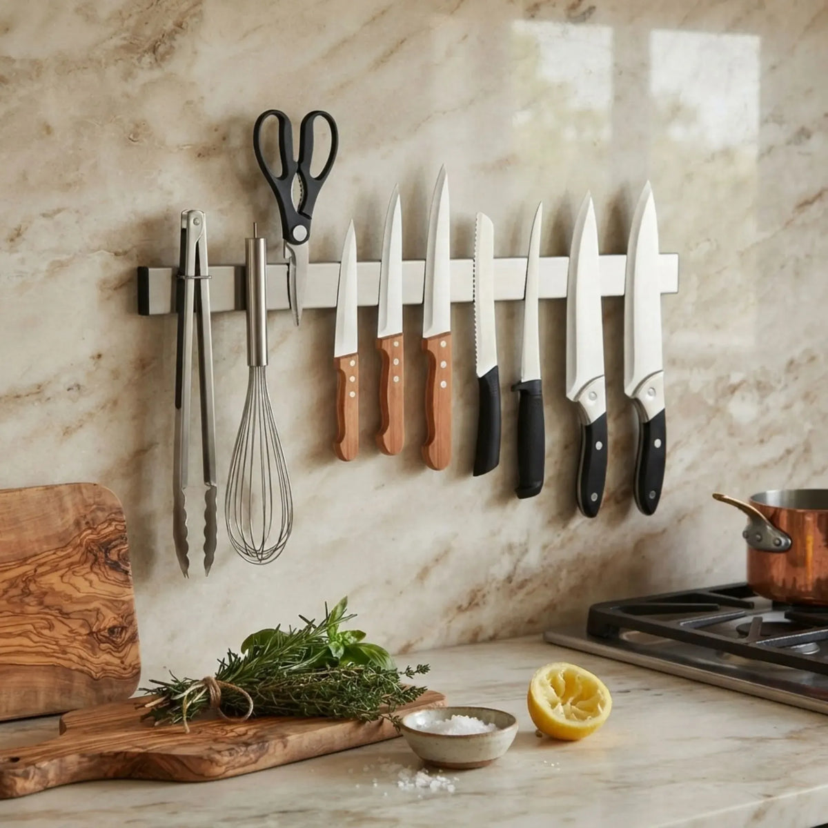 Magnetic Knife Strip 40cm Stainless Steel Wall Rack - Grey
