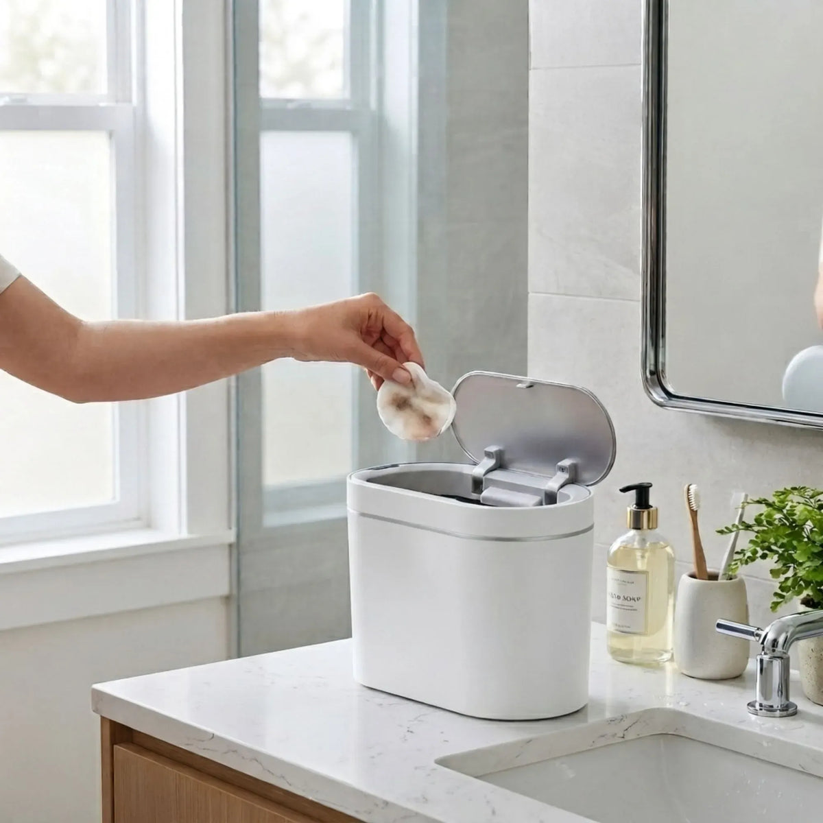 7L Automatic Motion Sensor Trash Bin with Lid - White